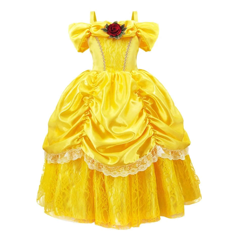 Kids Belle-Inspired Yellow Princess Dress Sets - Dress only