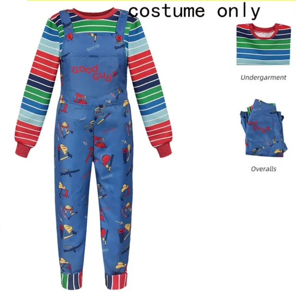 Chucky Costume Set - Striped shirt and overalls