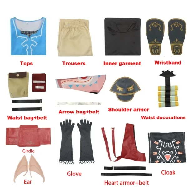 Link Adventure Costume Set - Outfit, cloak and accessories
