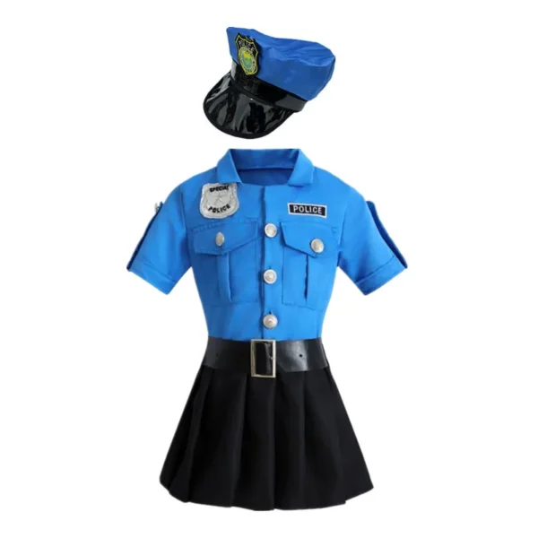 Kids Police Dress Costume Set - Dress, belt and hat