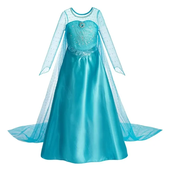 Kids Elsa Snow Queen Dress - Blue dress with sheer train