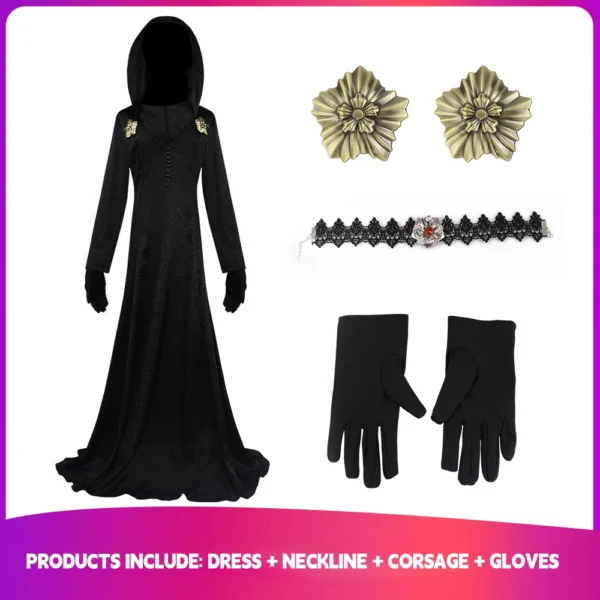 Moth Lady Vampire Costume Set - Hooded dress and accessories