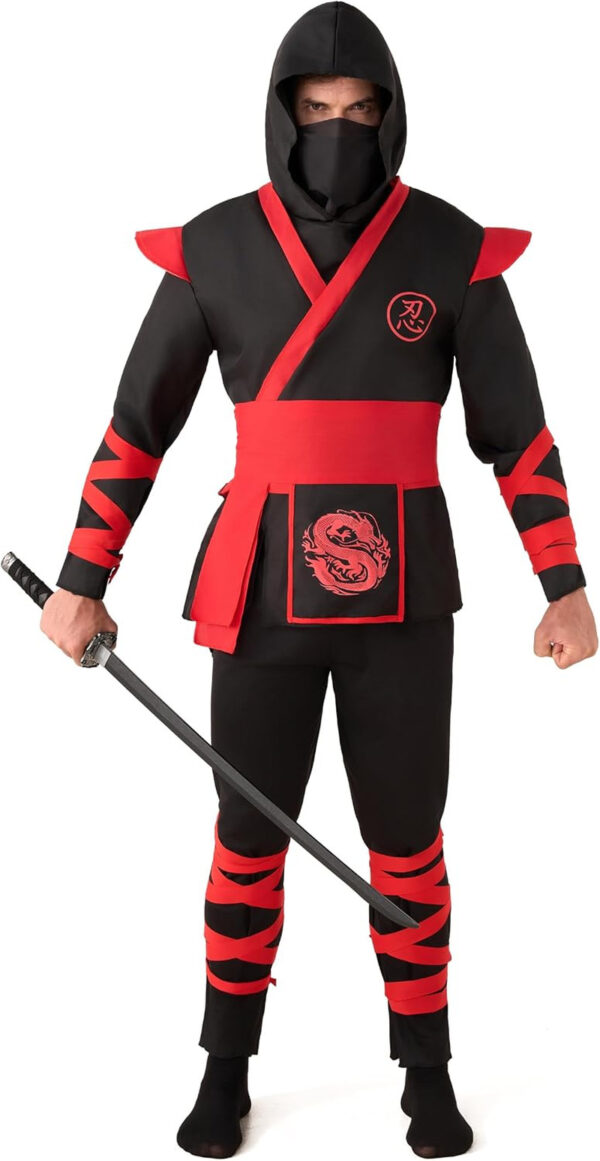 Men's Red and Black Ninja Costume