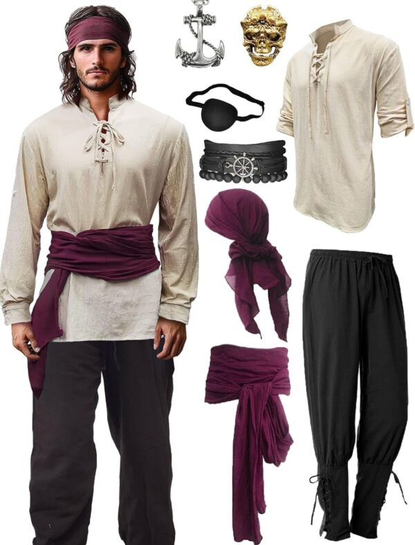 Adult Khaki Pirate Costume Set, XL