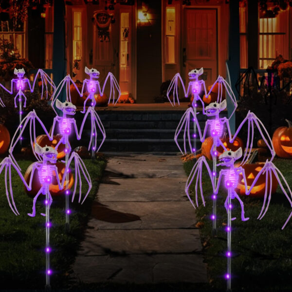 Solar Bat Garden Lights, Purple, Set of 2