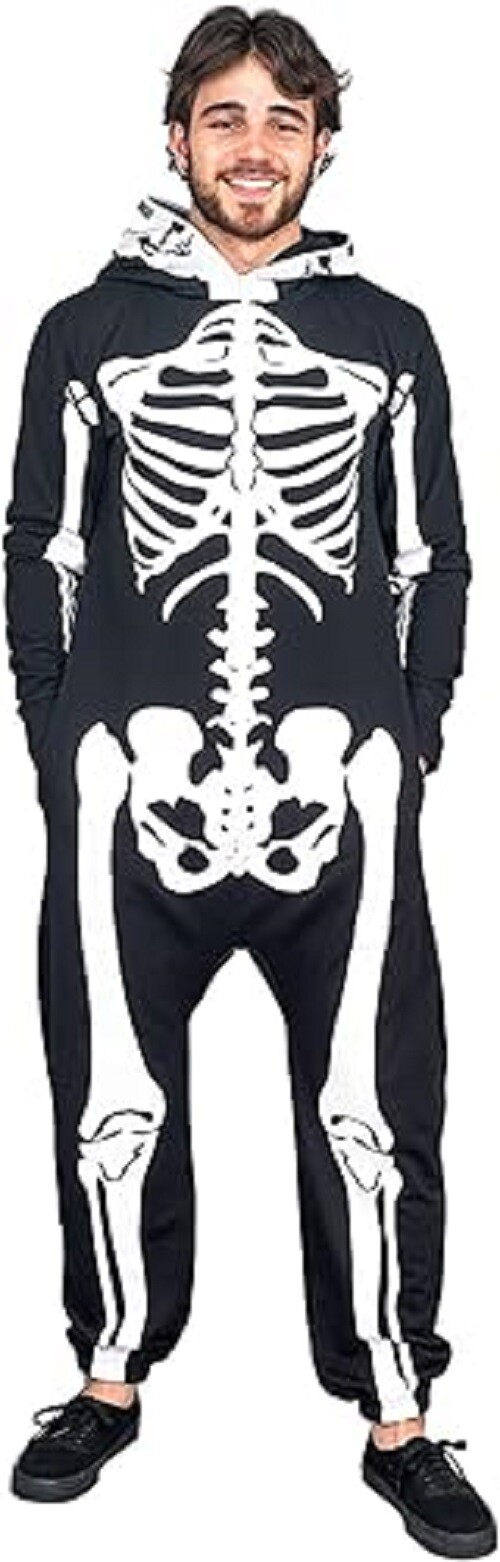 Unisex Adult Skeleton Costume with Hood