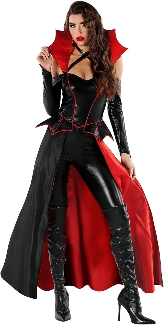 Women's Vampire Bodysuit Costume with Cape