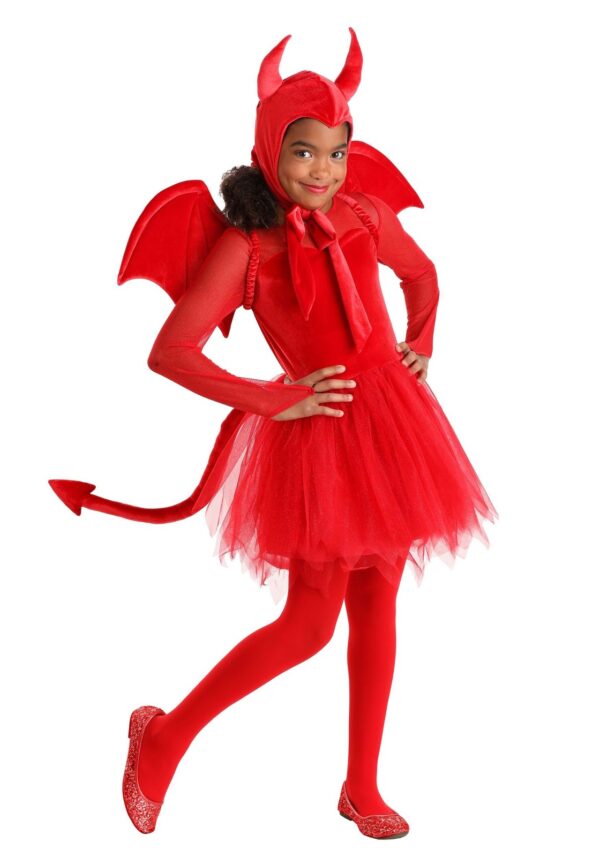 Girls' Darling Devil Costume with Wings