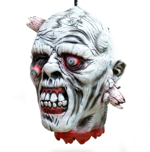 White Bone Zombie Head Hanging Prop