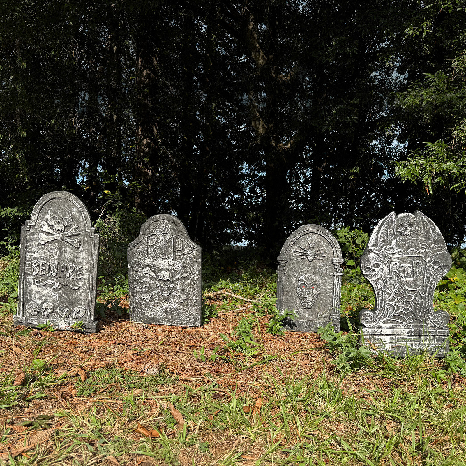 4 Pack 22" Halloween Foam Tombstones Outdoor Graveyard Headstones with Stakes