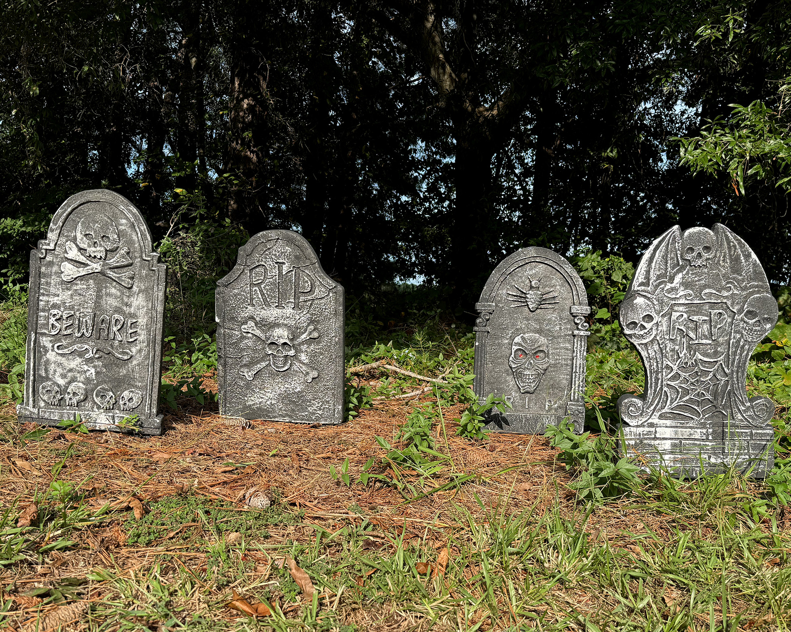 4 Pack 22" Halloween Foam Tombstones Outdoor Graveyard Headstones with Stakes