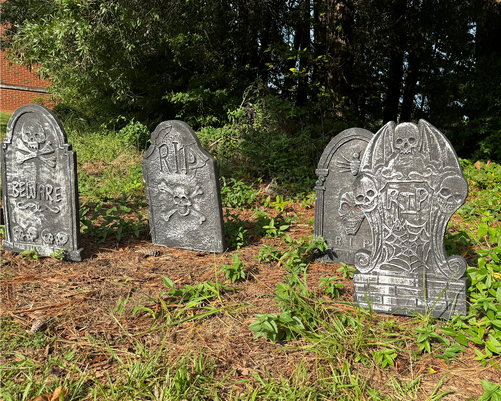 4 Pack 22" Halloween Foam Tombstones Outdoor Graveyard Headstones with Stakes