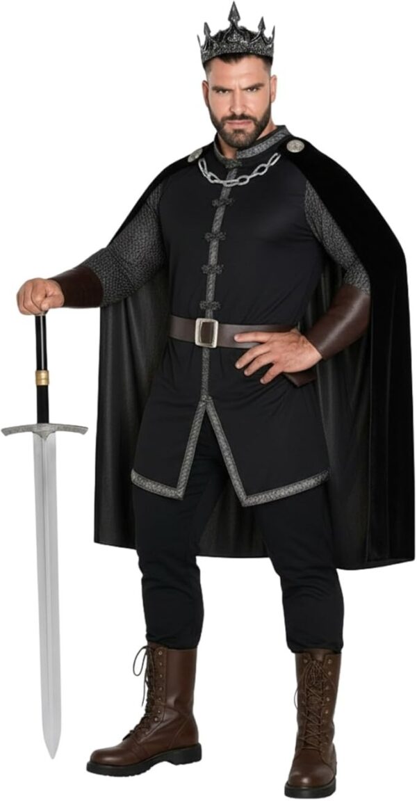 Men's Medieval Dark King Costume with Crown