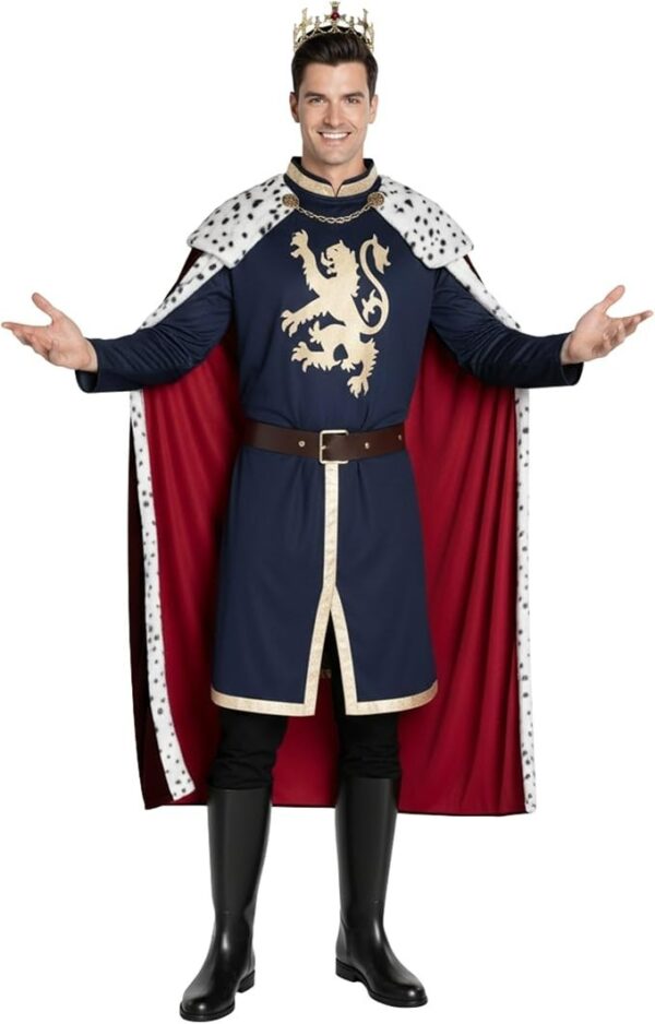 Men's Royal Medieval King Costume with Crown