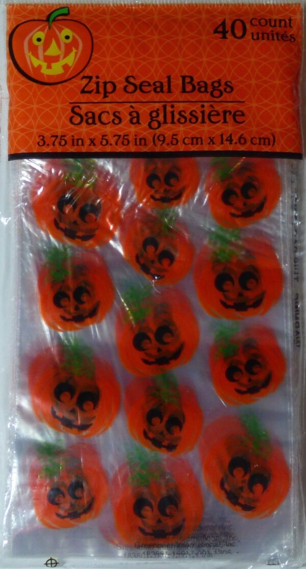 NEW Halloween Treat Bags with Zip Seal(40 Count)~Pumpkins All Over FREE SHIPPING