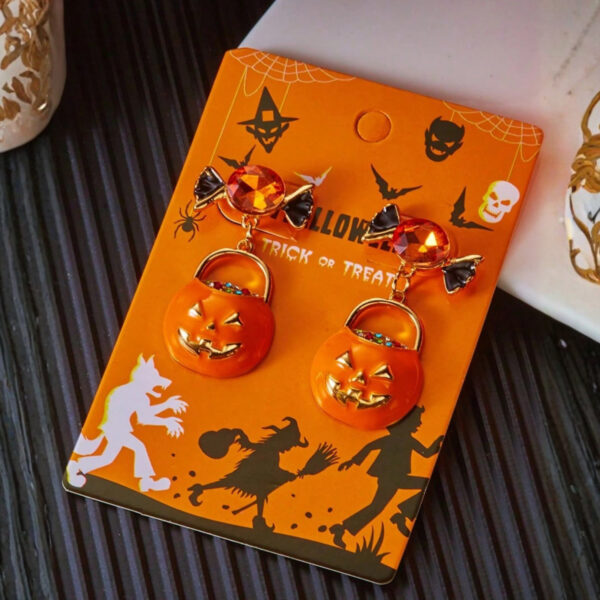 Halloween Pumpkin Earrings Cute Jack O Lantern Drop Earrings Women Girls Jewelry