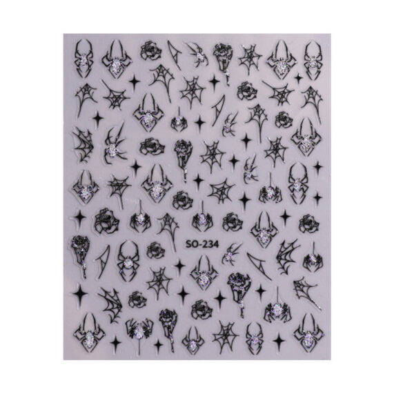 2Pcs Halloween Nail Art Sticker Spider Web Adhesive Slider Decoration SO234 NH27