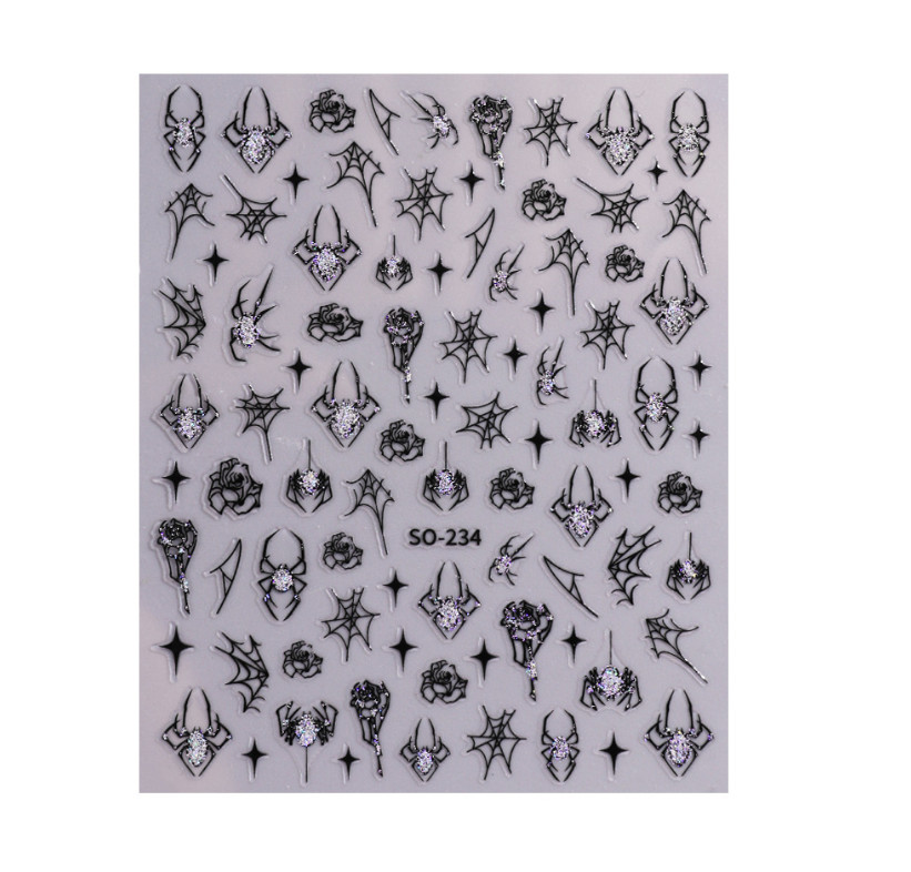 2Pcs Halloween Nail Art Sticker Spider Web Adhesive Slider Decoration SO234 NH27