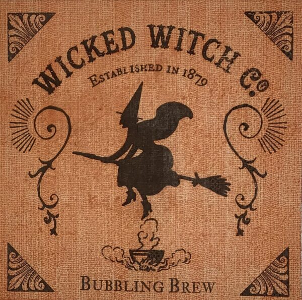 2 Individual Paper Decoupage Beverage Napkins #212 Wicked Witch Broom Halloween