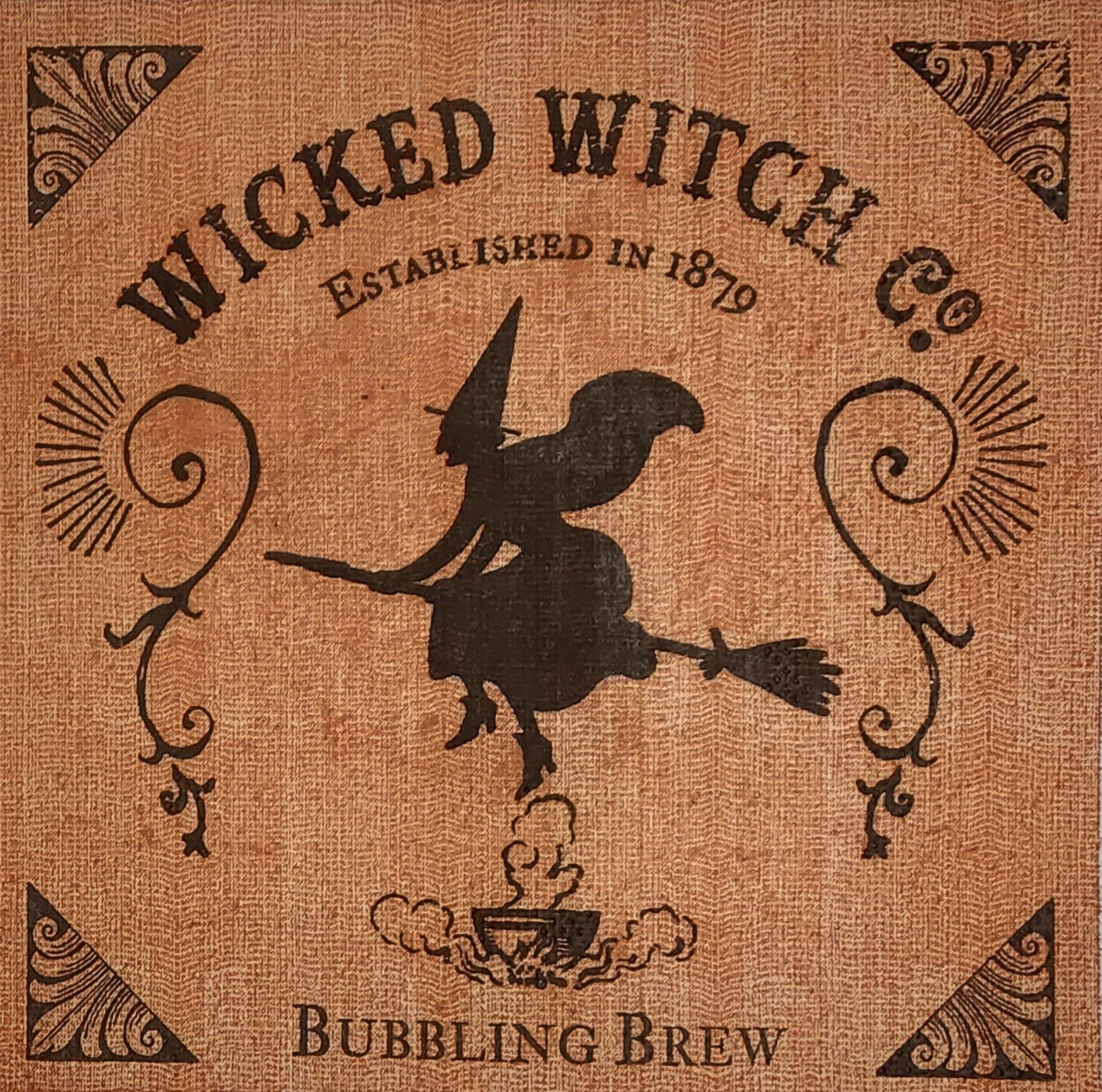 2 Individual Paper Decoupage Beverage Napkins #212 Wicked Witch Broom Halloween
