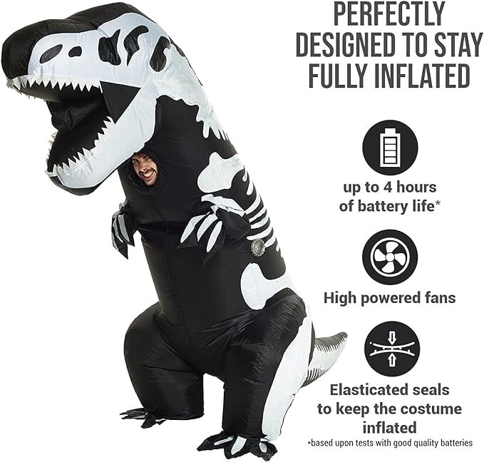 Adult Inflatable Skeleton T-Rex Costume