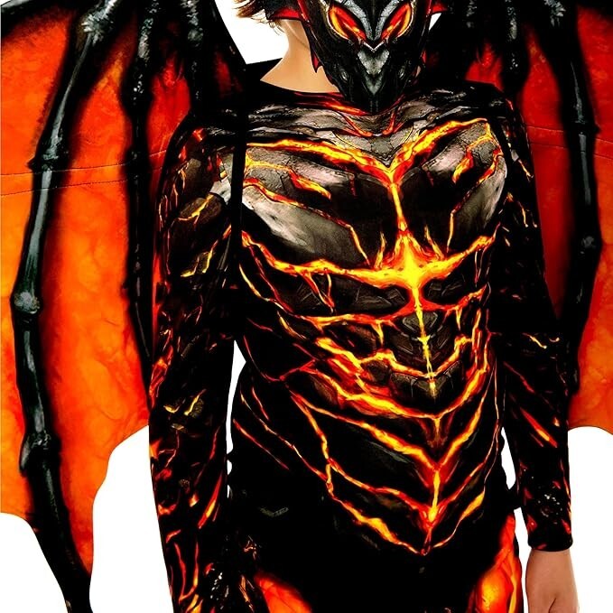 Boys' Lava Dragon Costume with Mask and Wings