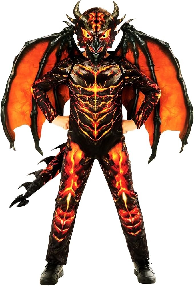 Boys' Lava Dragon Costume with Mask and Wings