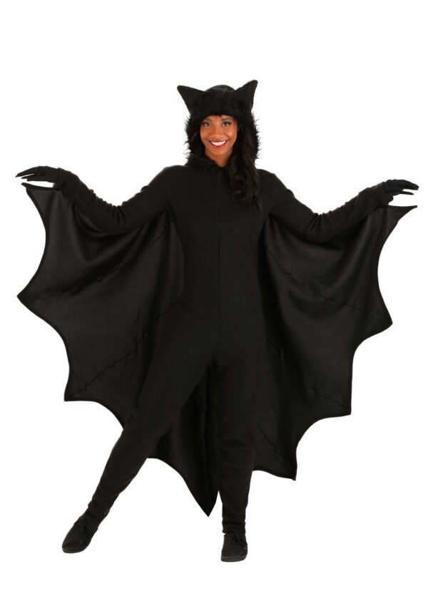 Adult Fleece Bat Costume with Hood and Wings