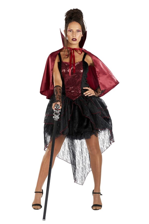 Women's Vampiress Costume with Cape and Cuffs