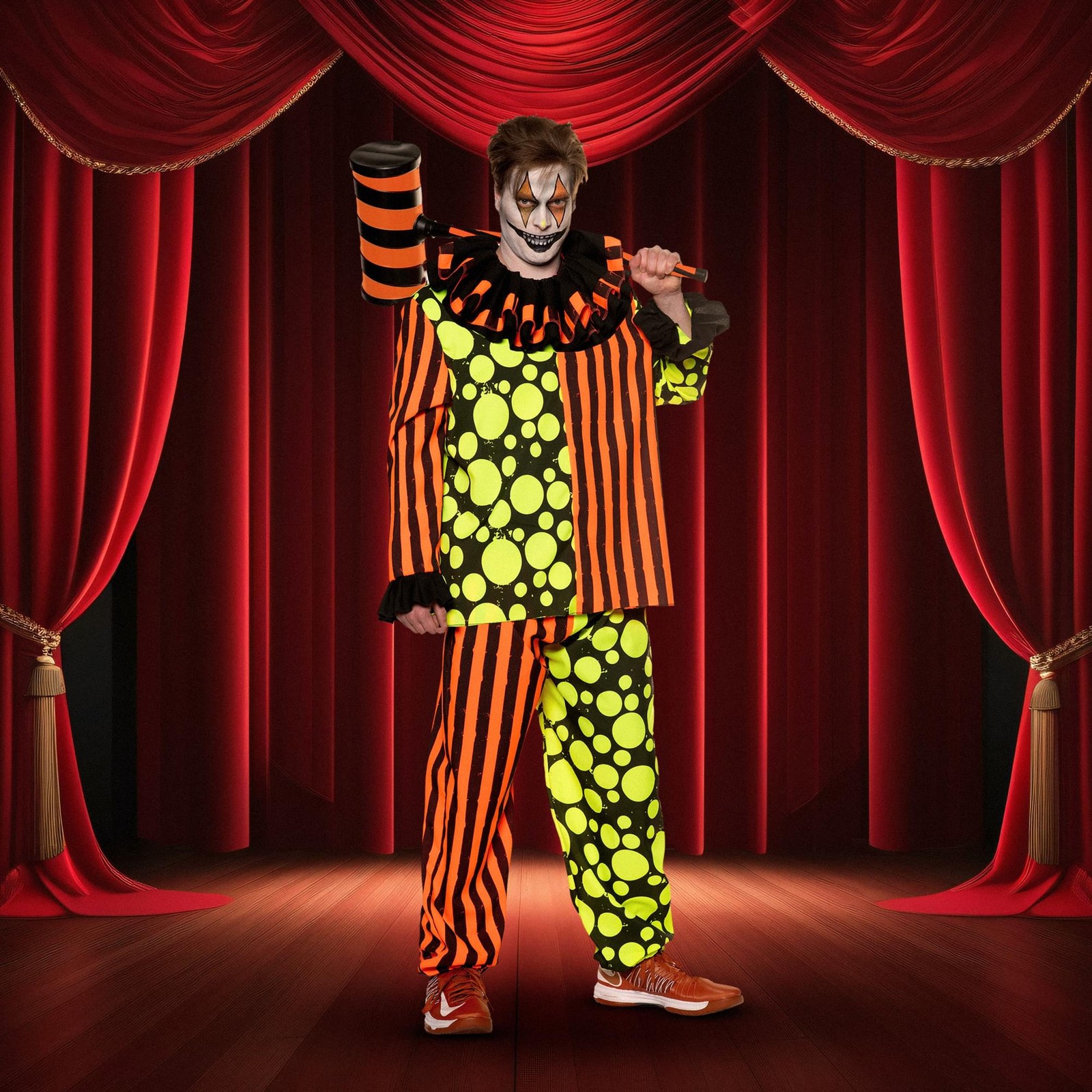 Neon Terror Clown Costume, Adult 2XL