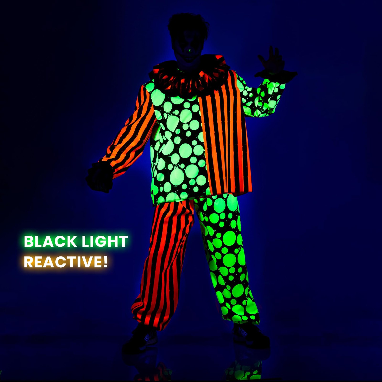 Neon Terror Clown Costume, Adult 2XL