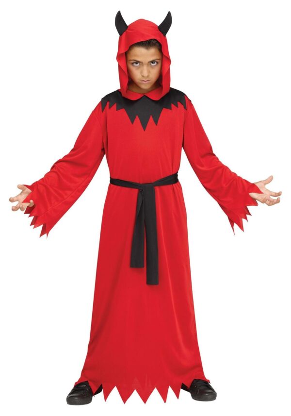 Kids' Red Devil Hooded Robe Costume
