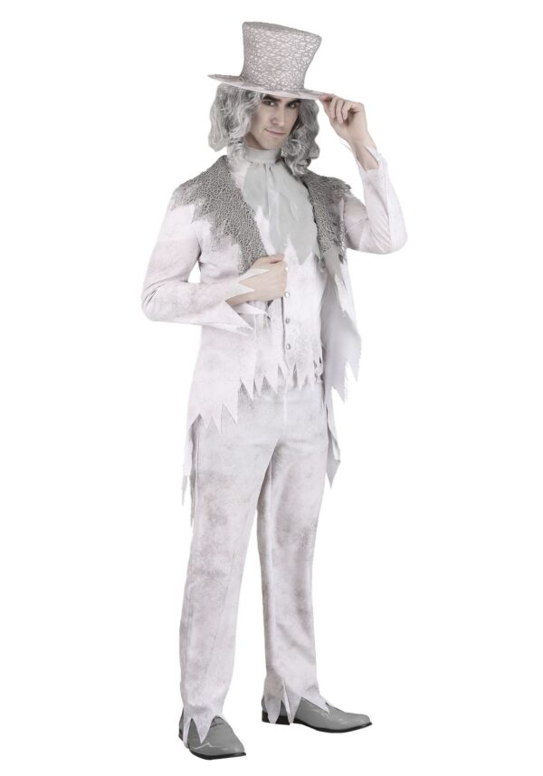 Men's Victorian Ghost Costume with Top Hat