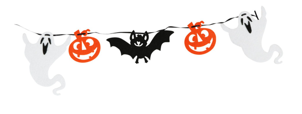 Ghost, Pumpkin and Bat Felt Garland — 4 ft 11 in
