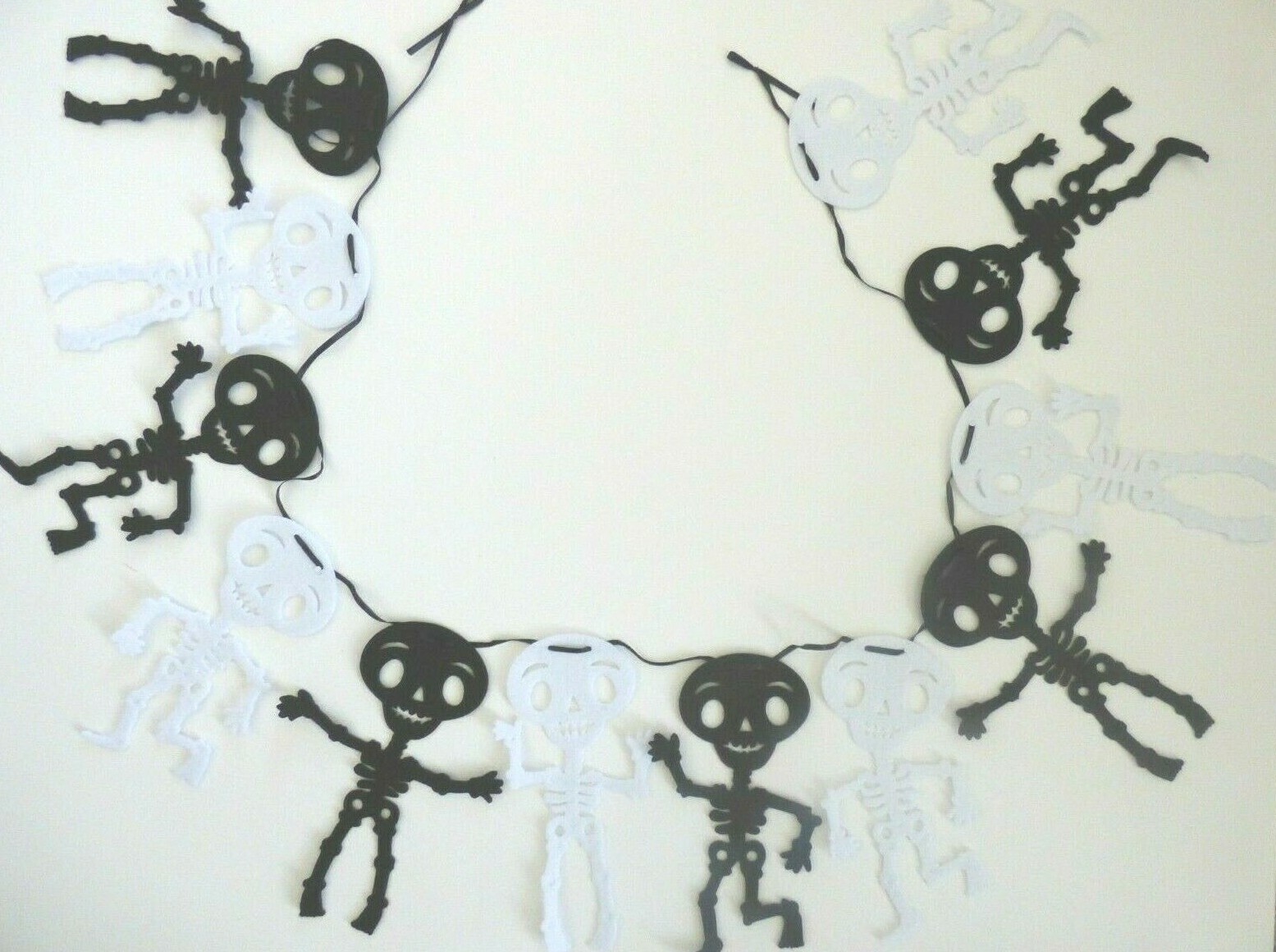 Black and White Skeleton Felt Garland — 4 ft 11 in
