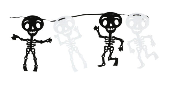 Black and White Skeleton Felt Garland — 4 ft 11 in