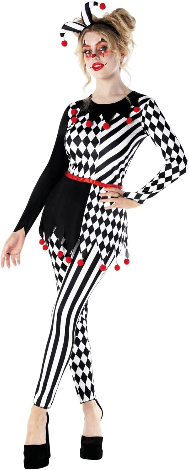 Women's Black and White Jester Costume