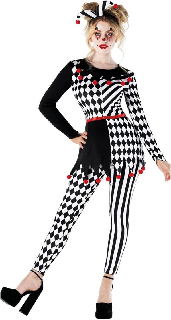 Women's Black and White Jester Costume