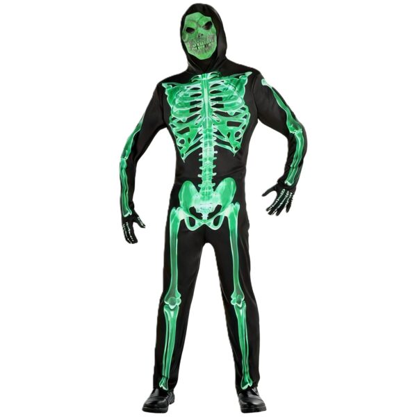 Adult Glow Skeleton Hooded Jumpsuit