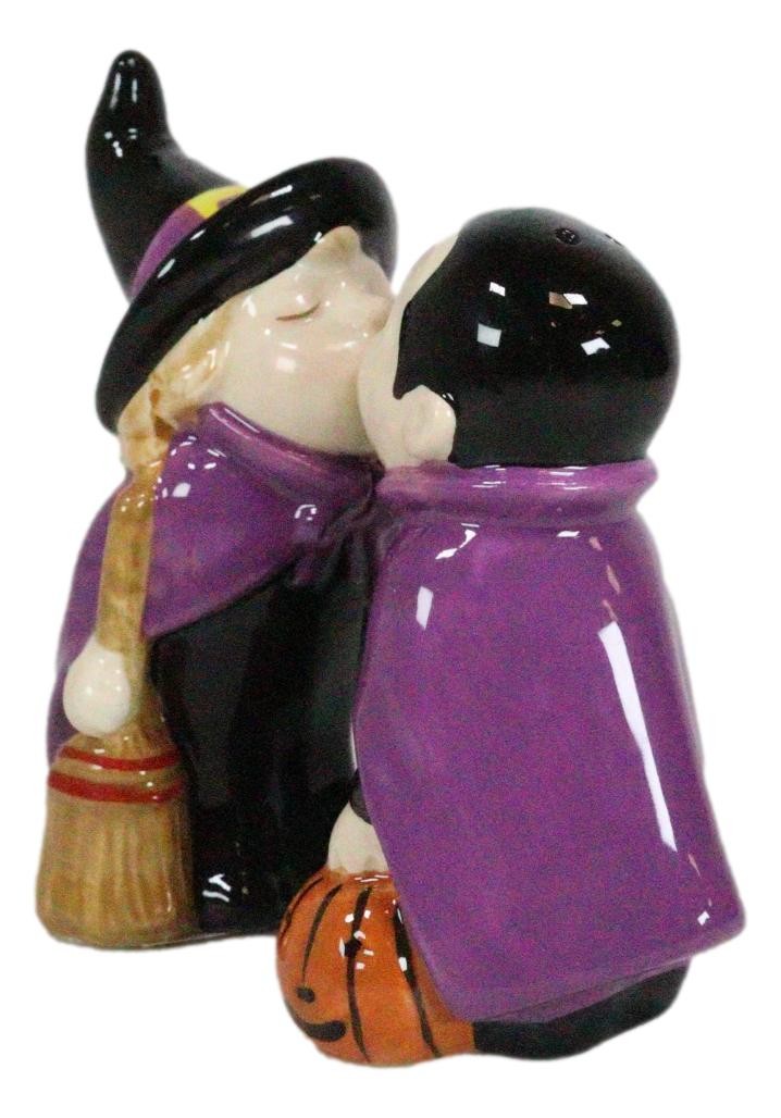 Kissing Witch and Vampire Salt and Pepper Shakers