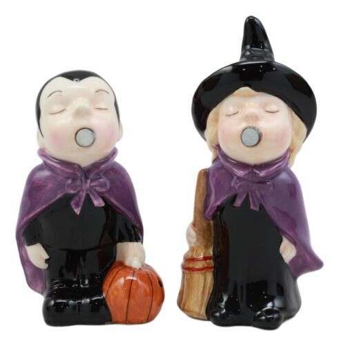 Kissing Witch and Vampire Salt and Pepper Shakers