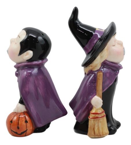 Kissing Witch and Vampire Salt and Pepper Shakers