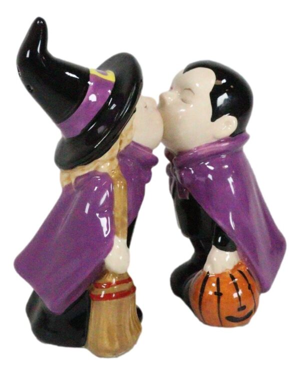 Kissing Witch and Vampire Salt and Pepper Shakers