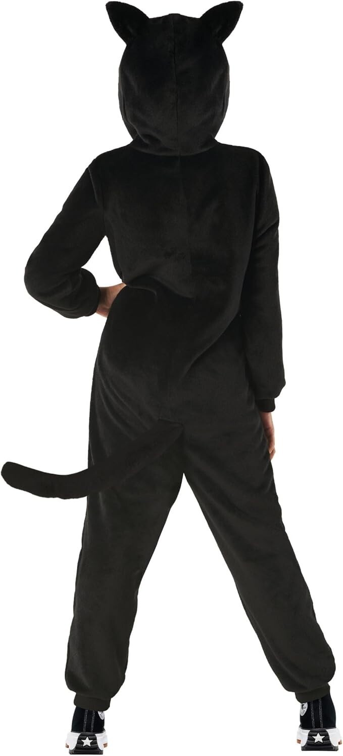 Girls' Black Cat Hooded Jumpsuit