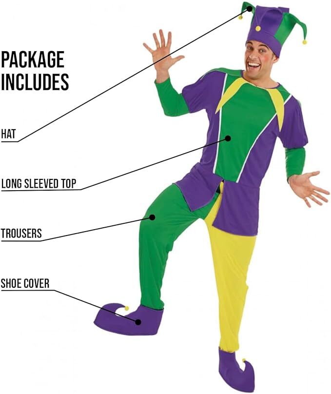 Men's Green and Purple Jester Costume