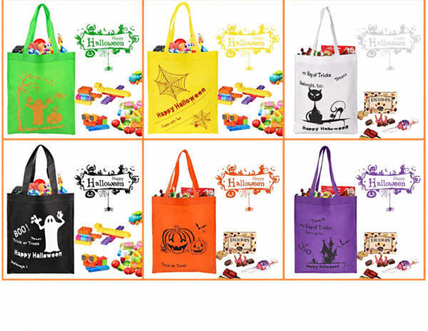 Halloween Trick-or-Treat Tote Bags, Set of 12