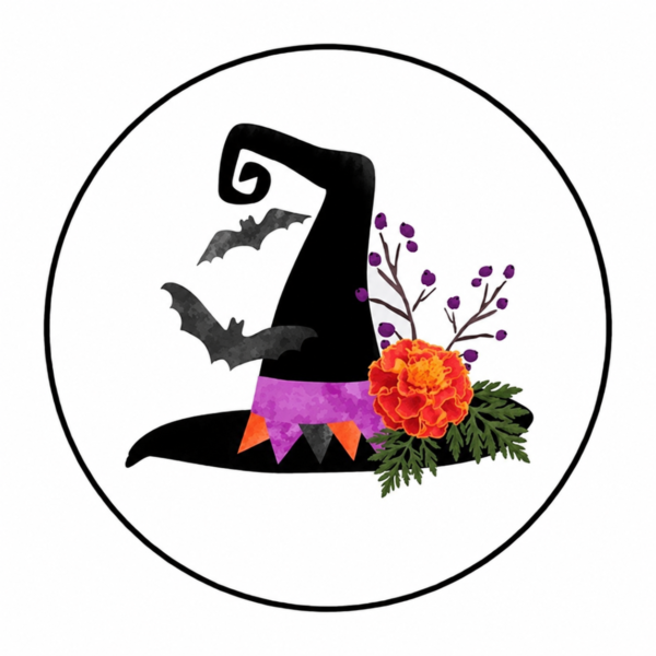 Witch Hat Stickers — 30 Round Stickers, 1½ in